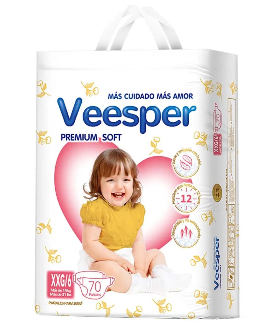 PAÑAL VEESPER XXG PAQUETÓN 70und x 2pack