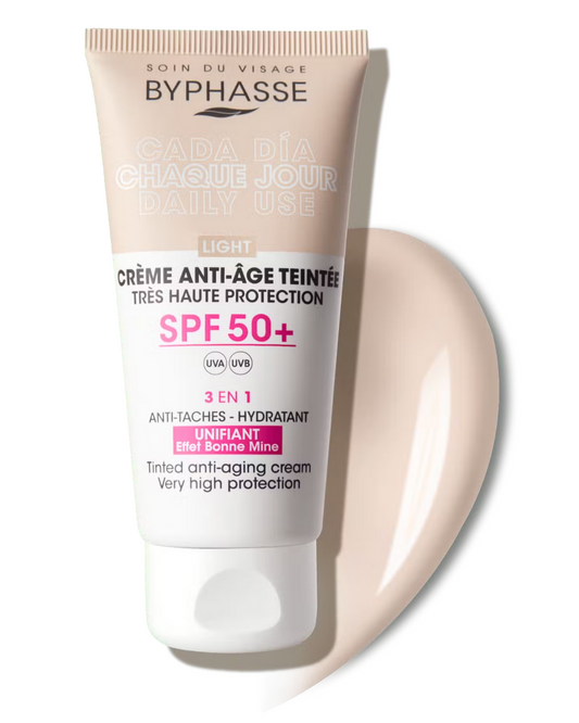 CREMA FACIAL ANTIEDAD SPF 50+ COLOR LIGHT 50M