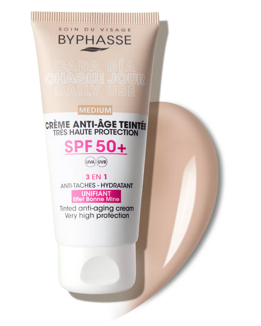 CREMA FACIAL ANTIEDAD SPF 50+ COLOR MEDIUM 50ML