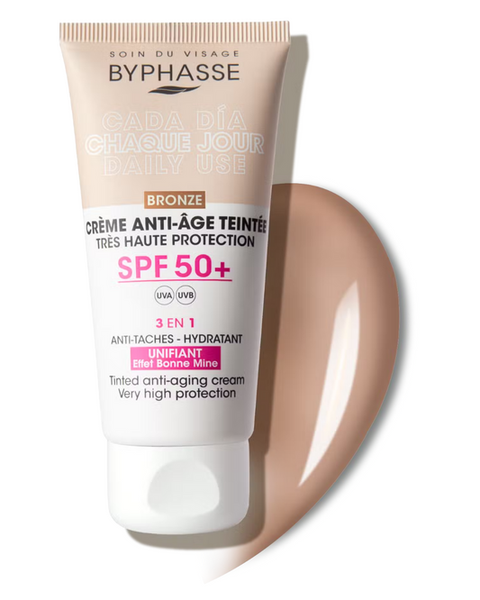 CREMA FACIAL ANTIEDAD SPF 50+ COLOR BRONZE 50ML USO DIARIO