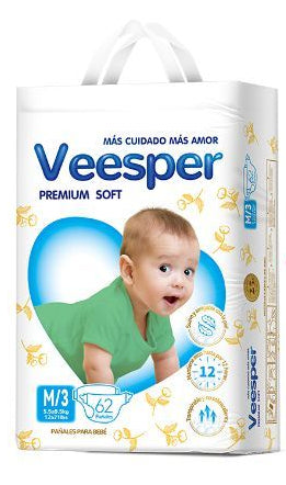 PAÑAL VEESPER PREMIUM TALLA M - BOLSA 62 UN